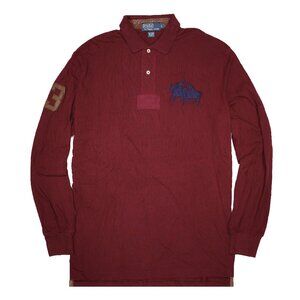NWT Polo Ralph Lauren Men LS Polo Shirt "DUAL MATCH & LEATHER #3 EDITION" Red